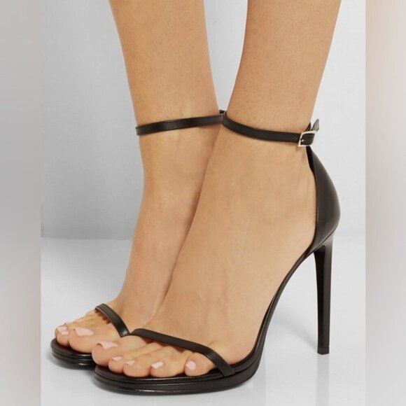 BRAND NEW Saint Laurent Paris Black Leather Jane Ankle Strap Sandals heels sz 39 - Picture 3 of 6